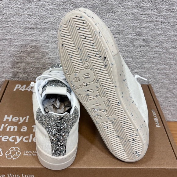 P448 Silver and White Glitter Sneakers - Picture 8 of 12